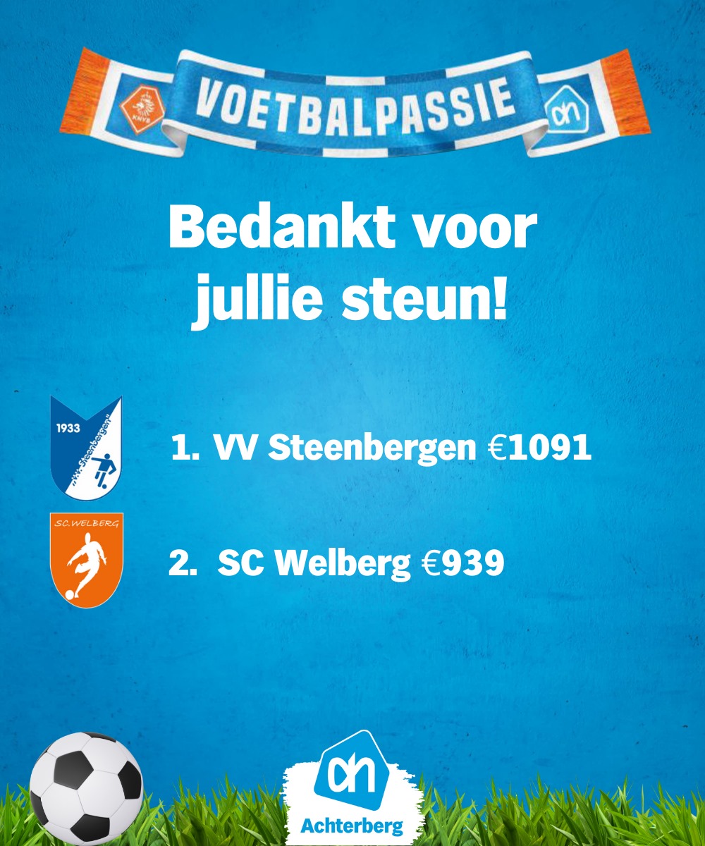 AH Voetbalpassie actie levert SC Welberg mooi bedrag op! sc Welberg